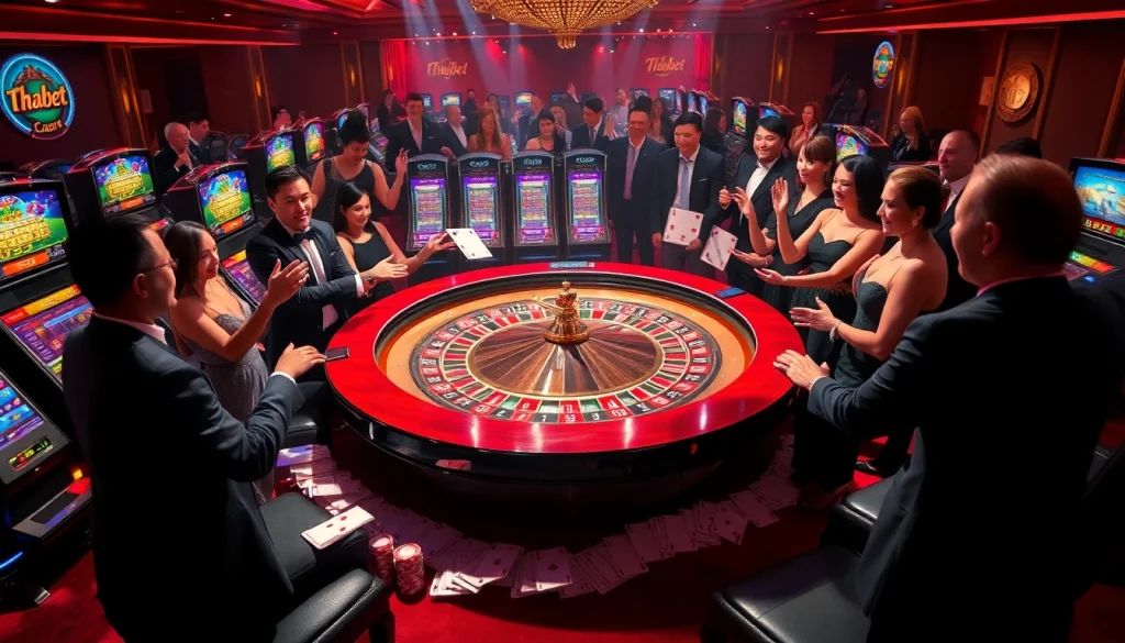 Experience the thrill of Thabet gaming with players enjoying a lively roulette table.