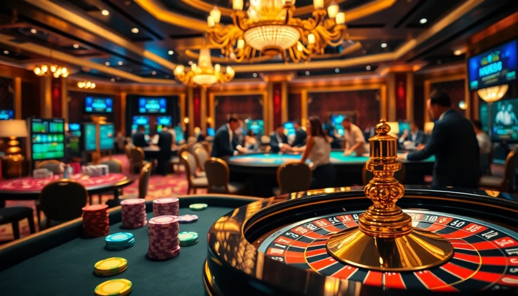 Engaged gamblers enjoying games at a luxury casino table showcasing NK88 betting excitement.