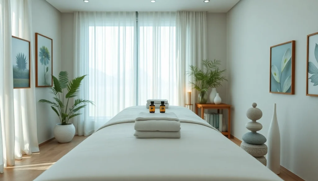 Relaxing 출장안마 therapy room with calming decor and essential oils