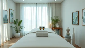 Relaxing 출장안마 therapy room with calming decor and essential oils