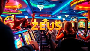 Experience the thrill of spinning slot zeus reels in a vibrant casino setting.