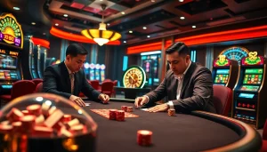 Experience high-stakes betting with xx88 at a luxurious casino poker table.