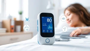 Lewcose diabetes monitoring device in a clinical setting highlighting its modern design and features.