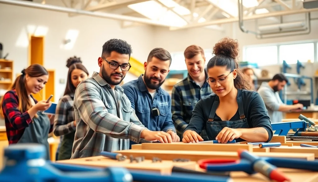Explore trade schools in Southern California with students engaged in hands-on learning in various skilled trades.