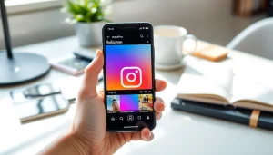 Explore the unique features of instapro apk on a modern smartphone, showcasing vibrant Instagram graphics.