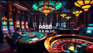 Experience excitement at https://rr88me.com/ with players enjoying a luxurious casino atmosphere.
