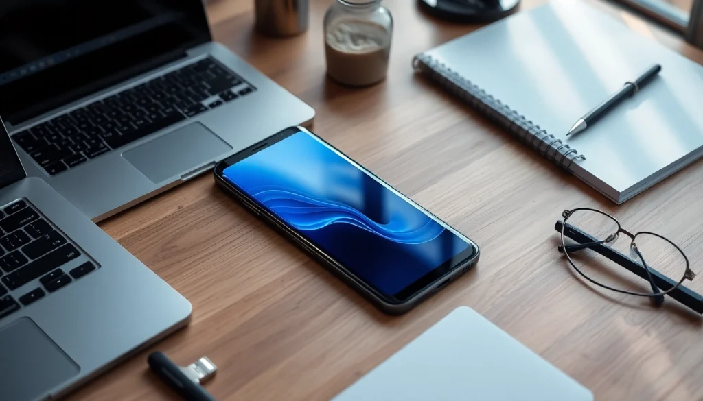The Samsung Galaxy S8 smartphone showcasing its edge-to-edge display on a stylish desk, emphasizing innovation and modern design.