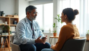 Psychiatrist offering support and guidance during a session, focusing on psychiatry in India.