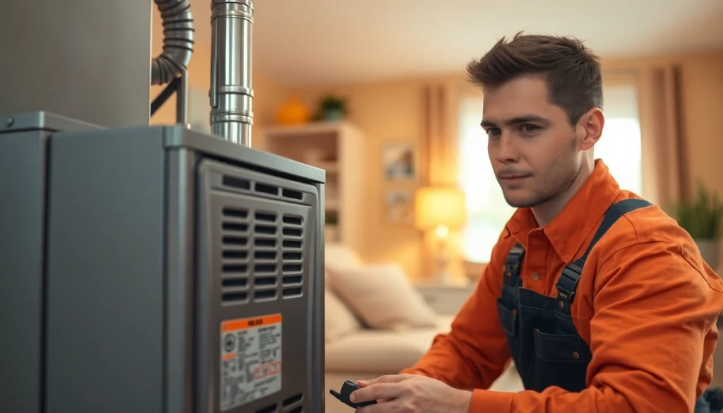 Expert conducting furnace repair Waccabuc in a welcoming home environment with modern equipment.