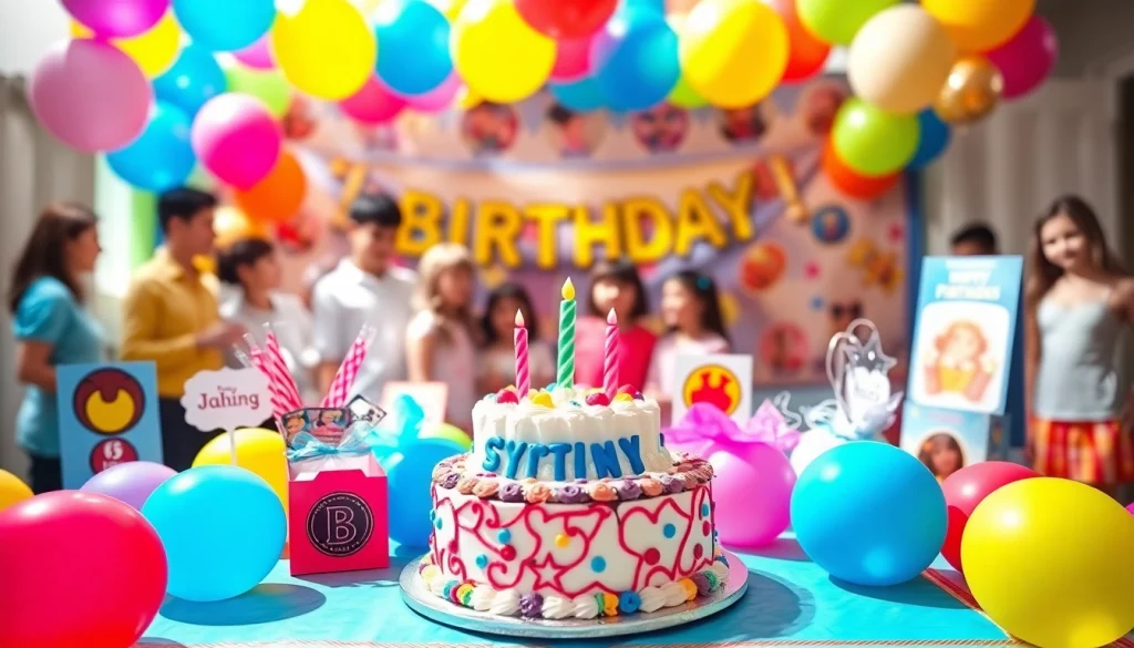 Celebrate a memorable customizable birthday party with vibrant decorations and a joyful atmosphere.
