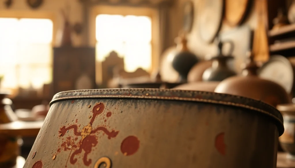 Zinn verkaufen: Detailaufnahme von antikem Zinn in warmem Licht mit filigranen Mustern.