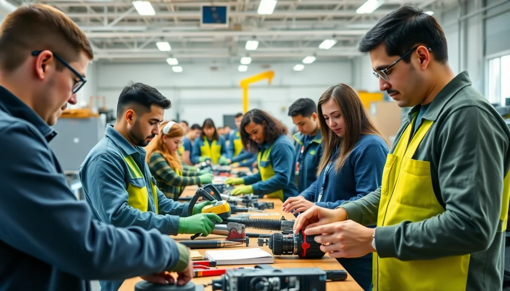 Students studying at trade schools in southern California in an interactive workshop.