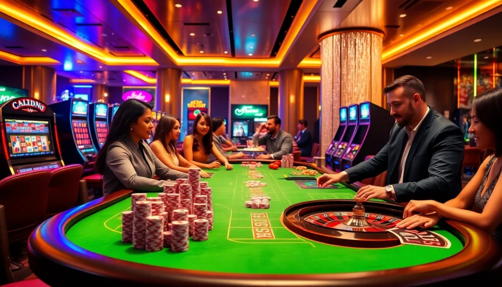 SODO Casino ambiance featuring high-stakes poker gameplay and vivid slot machines.