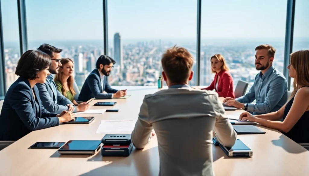 avral.net의 세련된 사무실에서 활발한 비즈니스 회의 장면
