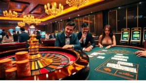 RR88 players enjoying a thrilling casino experience at a vibrant gaming table.