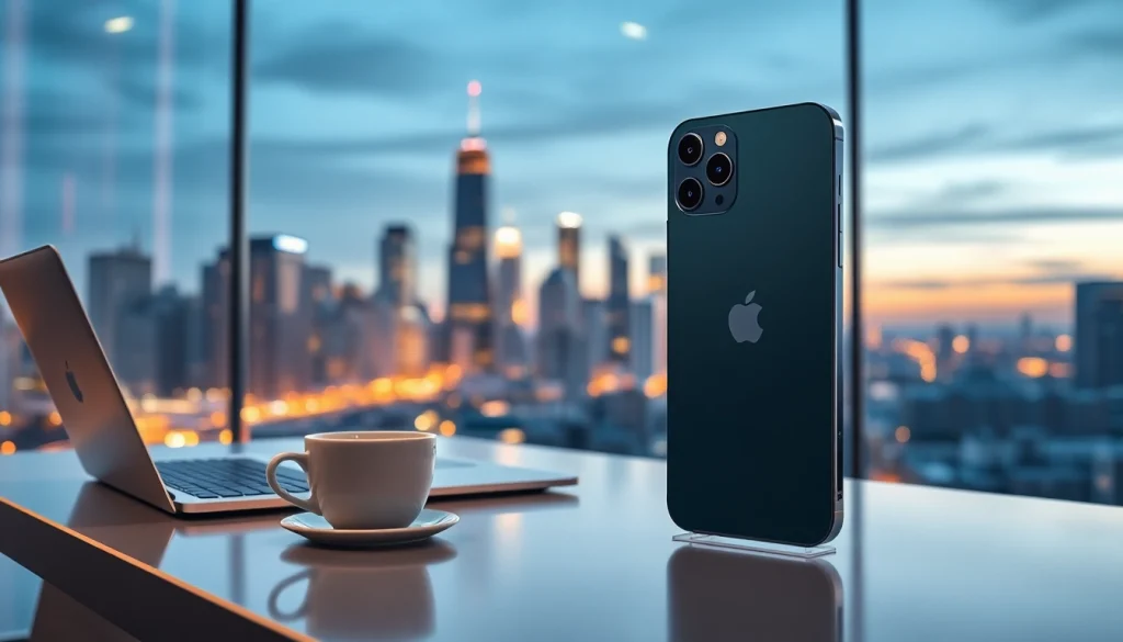 Visualiza el iPhone 15 Pro Max 256GB exhibido en un entorno moderno y elegante.