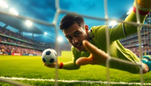 ศึกฟุตบอลคืนนี้ นักเตะพุ่งเข้าช่วยประตูในสนามที่เต็มไปด้วยความตื่นเต้น