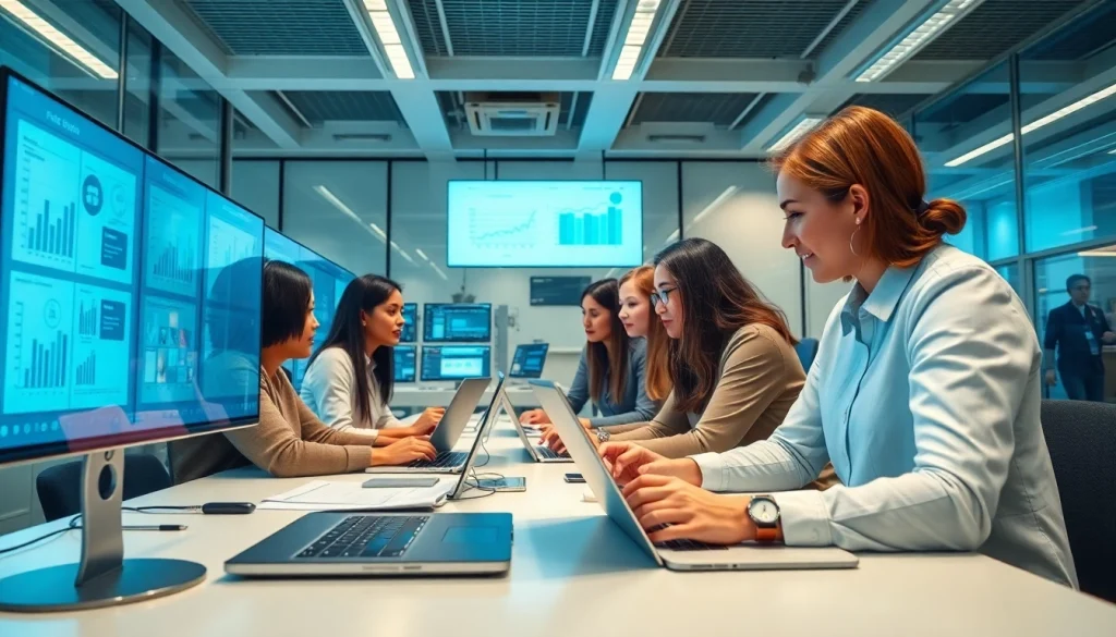 在现代办公室中，专业人士协作并使用先进的 WPS Office 工具，探索 wps下载。