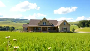 Canton Farmhouse showcasing rustic charm amidst serene countryside landscape.