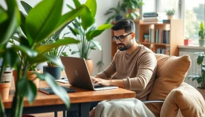 Remote python jobs showcased by a developer working in a cozy home office.