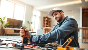 Skilled electrician providing edmonton electrical services in a modern home.