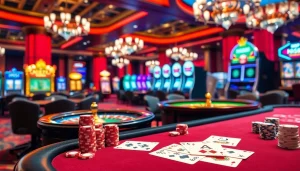 NK88 gaming experience with sophisticated poker setup, vibrant chips, and high-stakes atmosphere.