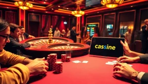 Découvrez l'excitation d'un casino en ligne avec des jetons de poker palpitants et des tables vibrantes.