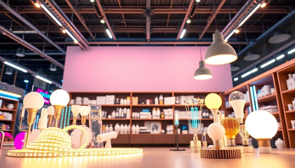 Online led shop met een scala aan levendige LED-verlichting en moderne display elementen.