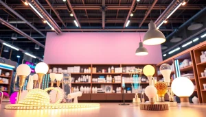 Online led shop met een scala aan levendige LED-verlichting en moderne display elementen.