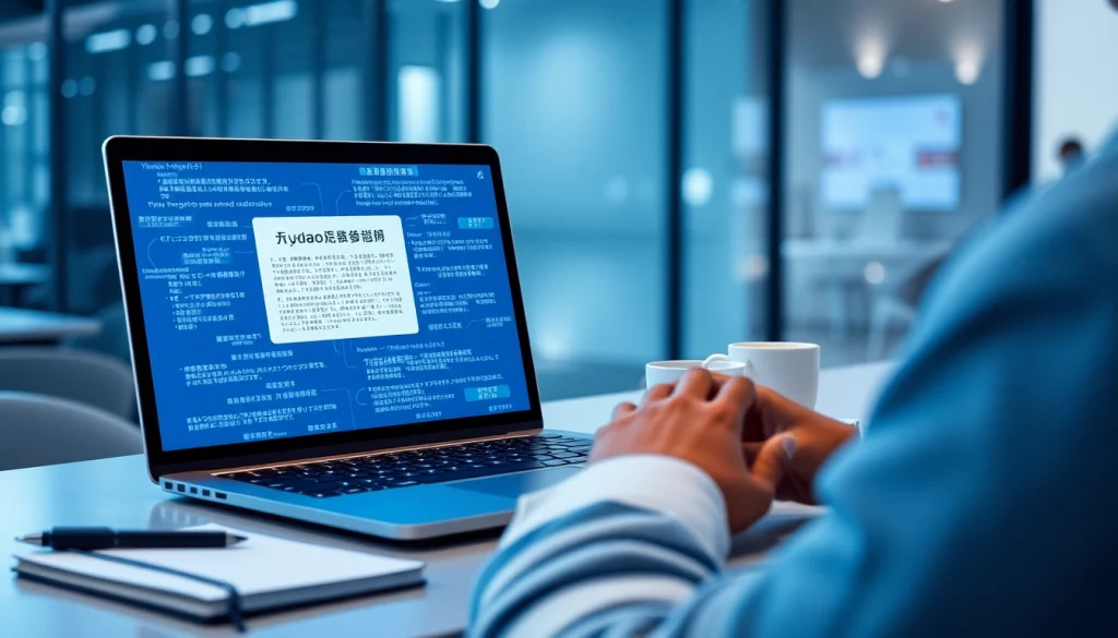 Youdao translation software in a modern workspace, illustrating advanced digital translation.