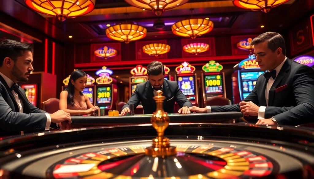 KJC players engaging in thrilling poker with vibrant casino atmosphere.