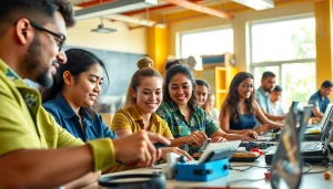 Students learning and collaborating at trade school Hawaii, showcasing dynamic hands-on activities.
