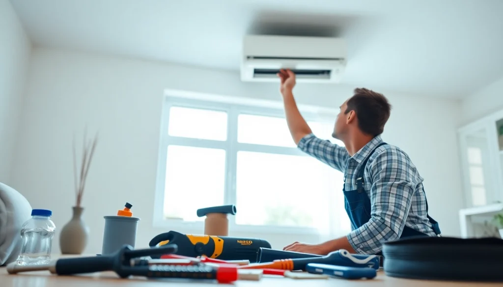 Stillwater AC repair technician providing expert service in a modern home environment.