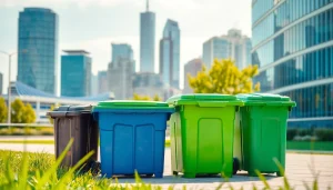 Optimally arranged garbage removal bins enhancing urban cleanliness and sustainability.