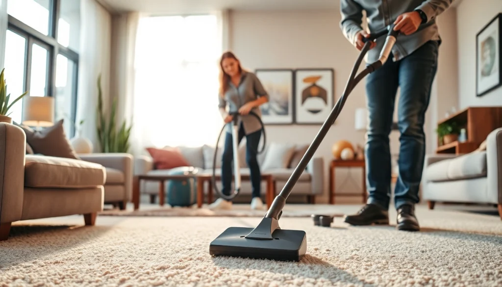 Expert carpet cleaners lincoln ca demonstrating superior cleaning techniques in a well-lit living room.