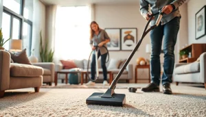 Expert carpet cleaners lincoln ca demonstrating superior cleaning techniques in a well-lit living room.