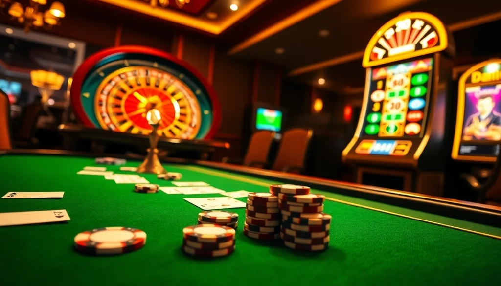 Experience thrilling gambling action at https://luckywin.fan/ with luxurious casino tables and vibrant slot machines.