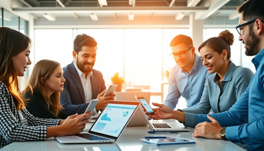 Visual representation of What is a CRM for WhatsApp through a team collaborating in a modern office.