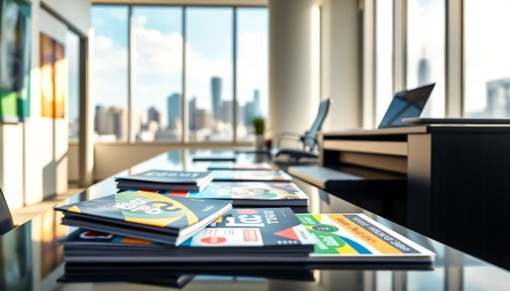 Enhance your budget printing edmonton with vibrant materials showcased in a modern office setting.