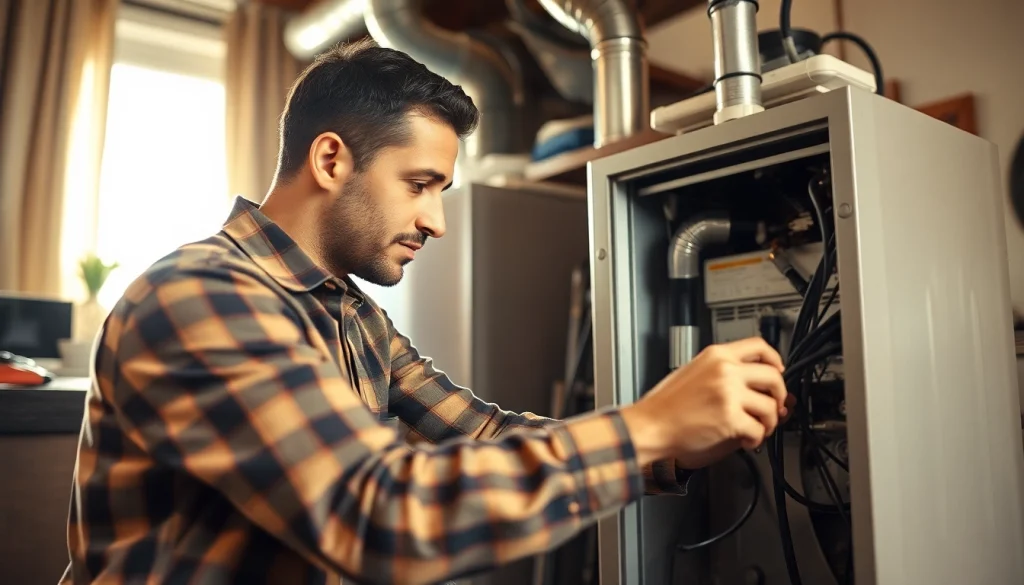 Expert handling furnace repair near me in a comfortable home environment.